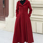 Long swing red winter wool coat women 5346