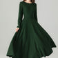 Long sleeves maxi wool dress women 5231