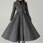 Gray Wool Maxi Coat – Single-Breasted Fit & Flare Long Winter Coat | Xiaolizi 6571