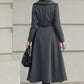 Handmade Vintage Wool Coat – Gray Fit and Flare Belted Midi Winter Coat 6617