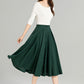 Button down high waist linen skirt 4963