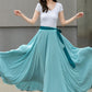 Blue Long Chiffon Maxi Skirt Women 4270