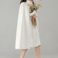 White Wool Cape Coat – Elegant Belted Winter Dress Coat | Xiaolizi 6575