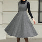 Handmade Wool Pinafore Dress – Gray Sleeveless Midi for Autumn Winter 6418