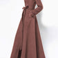 Belted maxi long wool coat women 4569