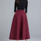 Burgundy Midi Winter Wool Skirt 2490