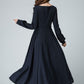 Long sleeve swing maxi dress in Blue 1465