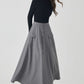 Gray a line long wool winter skirt 4529