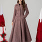 Vintage inspired plaid long wool coat 4614