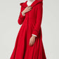 long red wool dress coat with ruffle details 2052