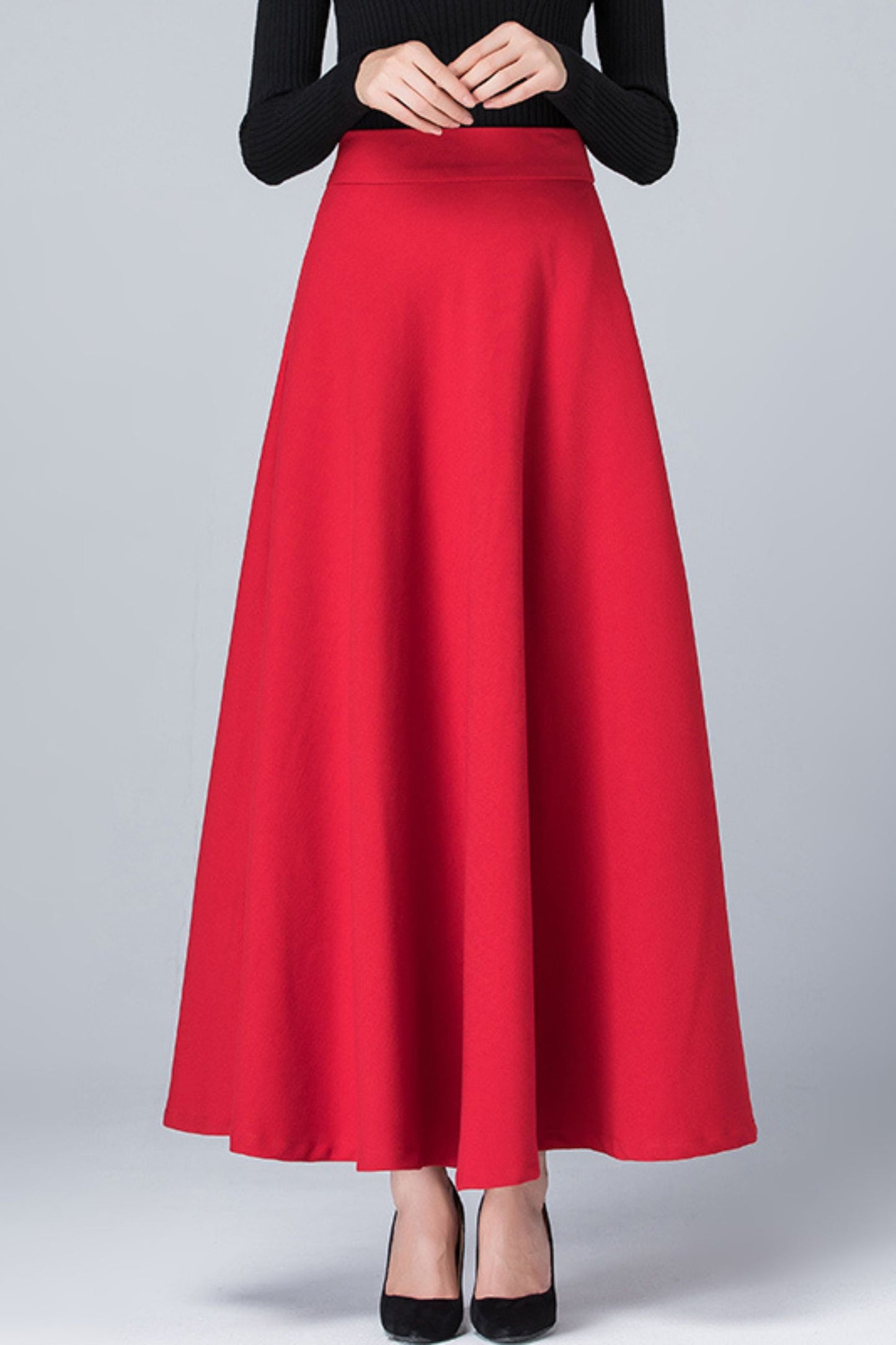 High waist long autumn skirt women 6197