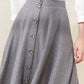 Button front midi winter gray wool skirt 5183