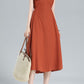 Orange Sleeveless Midi Linen Dress 3617