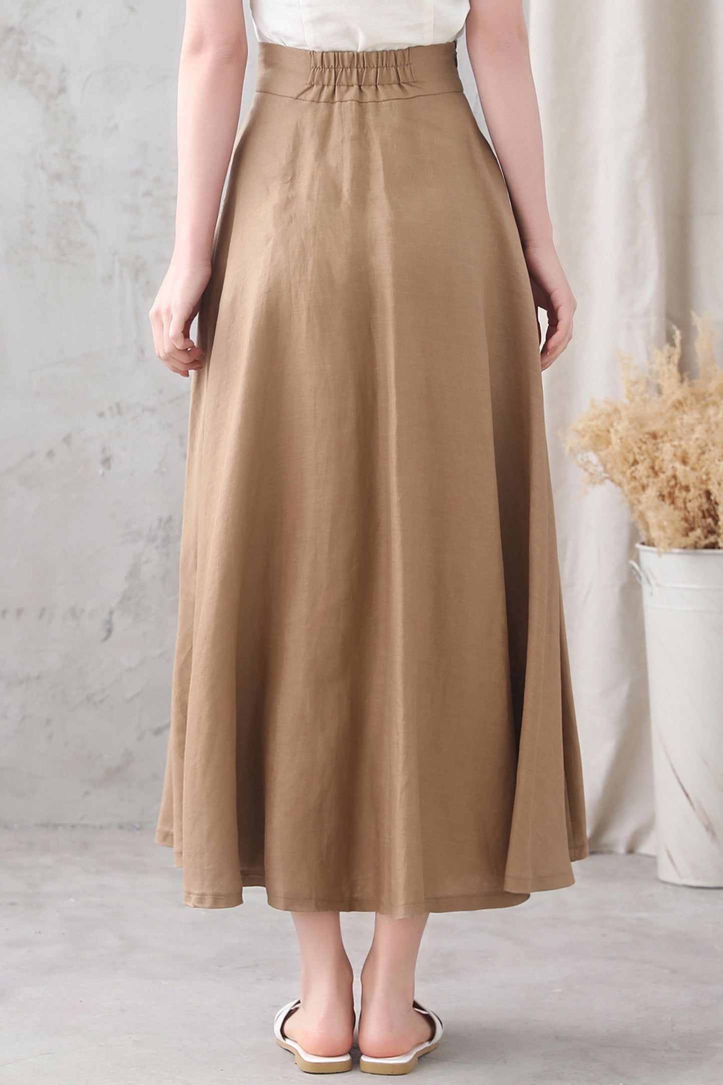 Women Linen A Line Long Skirt 3334