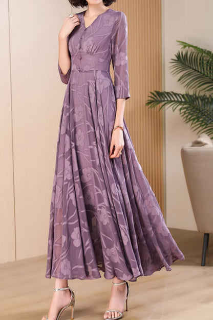 Swing purple summer maxi chiffon dress 5030