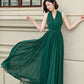 Green maxi halter chiffon party dress 5175