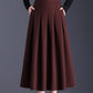Midi a line pleated wool skirt 6138