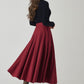 Burgundy winter/autumn midi wool skirt 4528