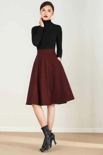 Gray Wool A-Line Skirt - Winter Ready, Flattering Fit 5233