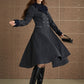 Block color winter wool coat women 5366