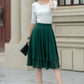 Green chiffon short summer skirt 5239