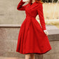 1950s Red Long princess wool coat 3189