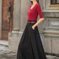 Black A Line Maxi  Linen Skirt with Pockets  2779