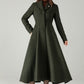 Army Green Herringbone Wool Coat – Elegant A-Line Maxi Winter Coat | Xiaolizi 6574