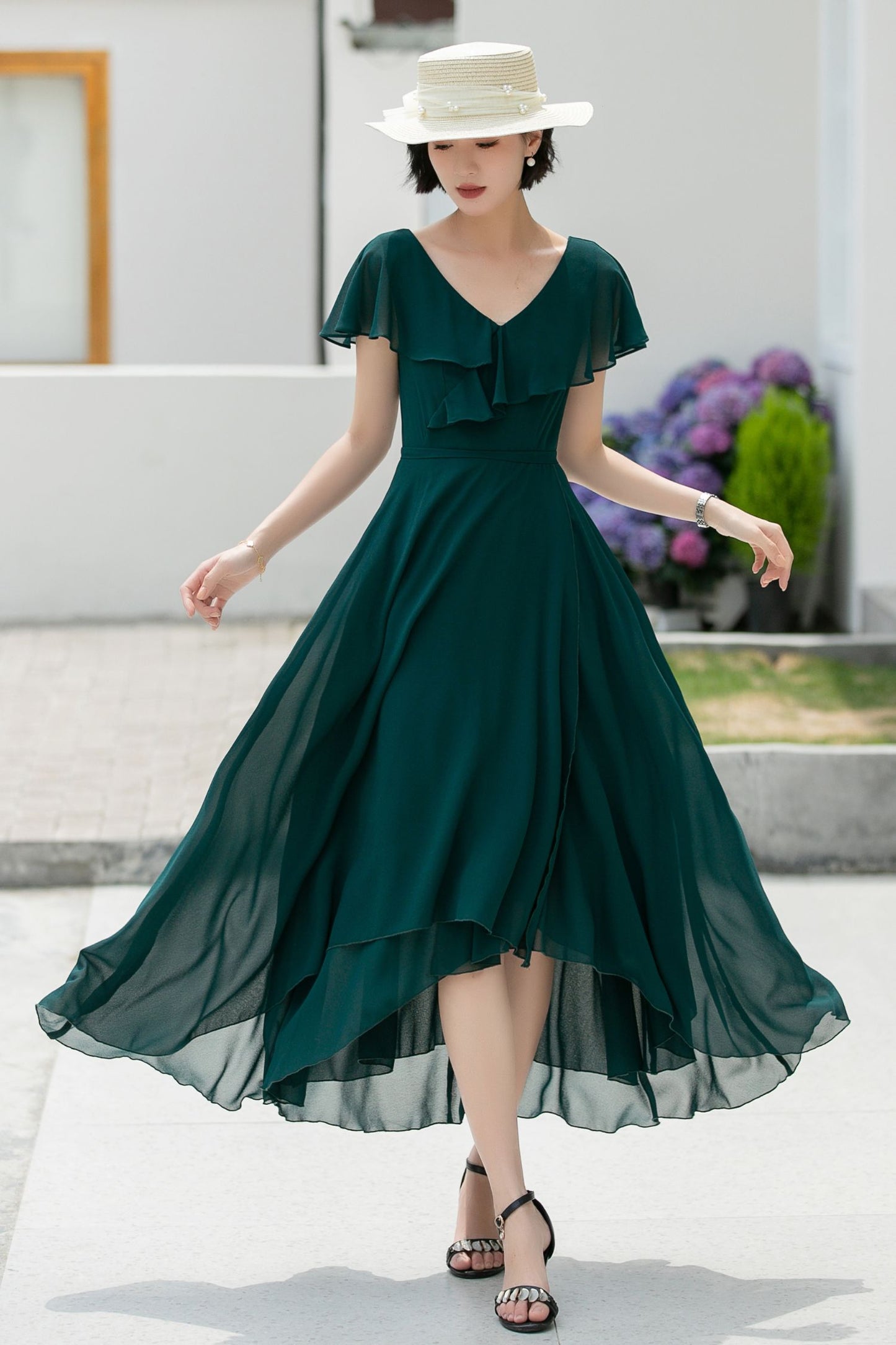 green swing summer chiffon dress 5990
