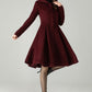 Hooded Burgundy Wool Coat – Vintage Fit & Flare Short Winter Coat | Xiaolizi 6572