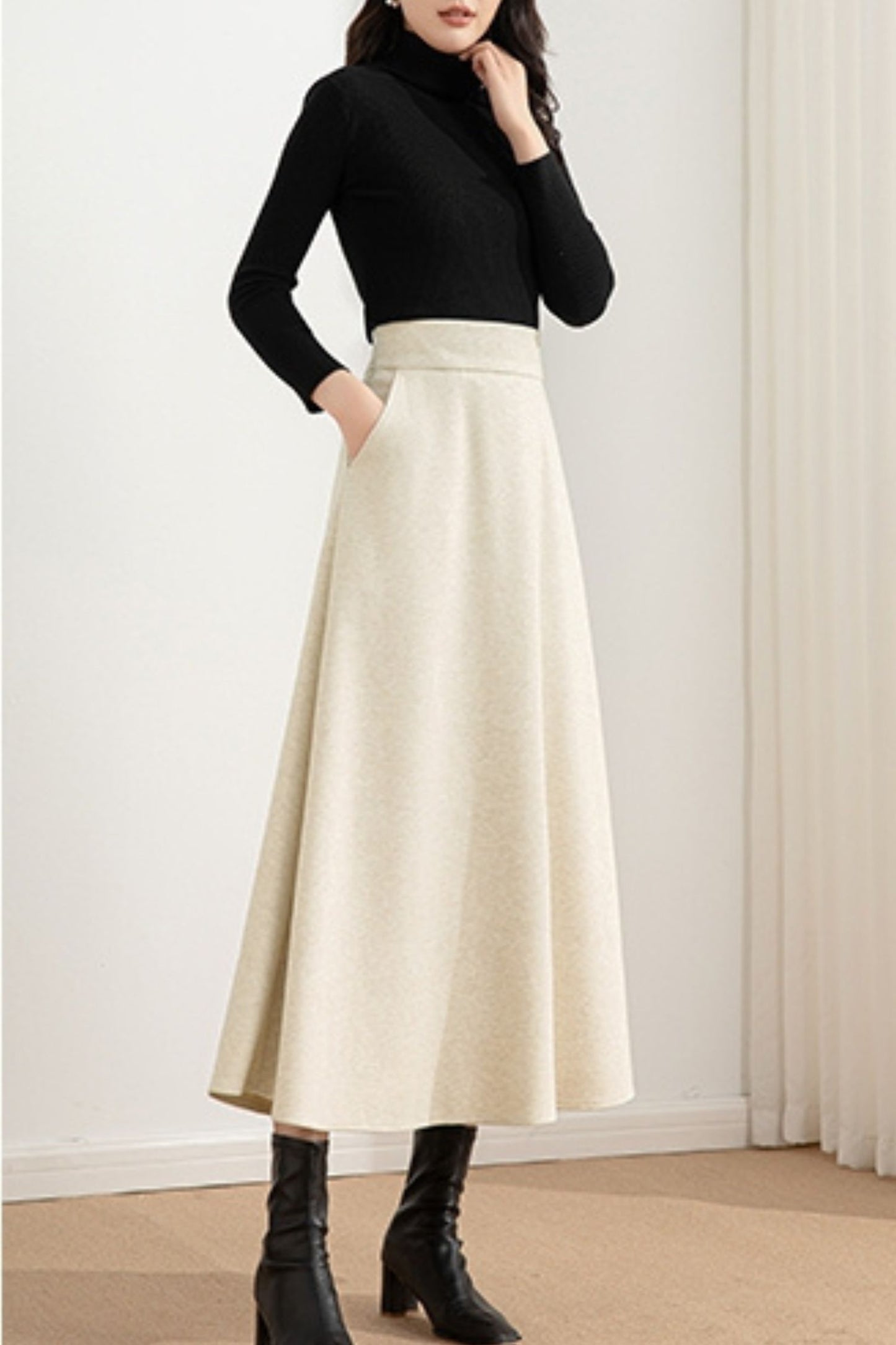A line winter wool skirt women 6215
