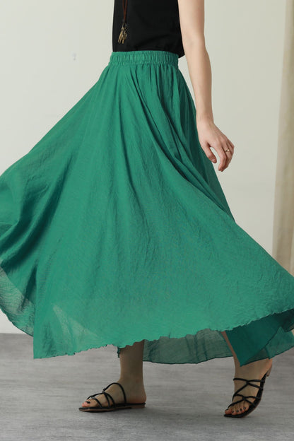 Maxi summer swing long linen skirt women 6176