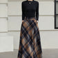 Xiaolizi Plaid Wool Maxi Skirt for Women – Handmade A-Line Winter Full-Length Skirt 6605