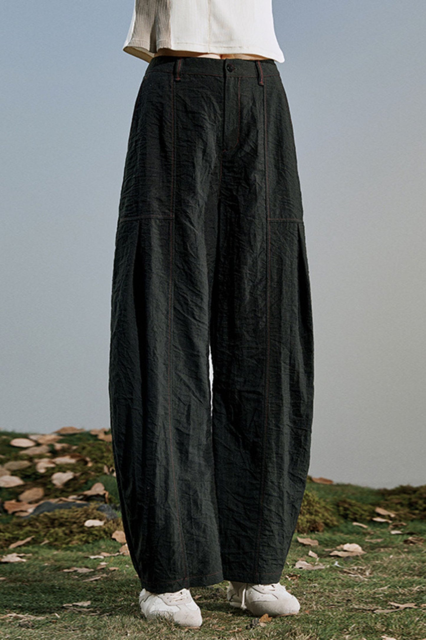 Wide leg loose fitting linen pants 6232