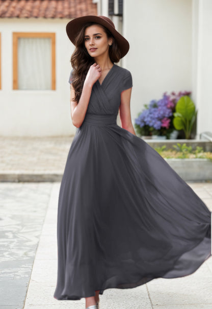 Elegant Chiffon Maxi Dress – Empire Waist Wedding Guest & Vacation Gown 2618-4