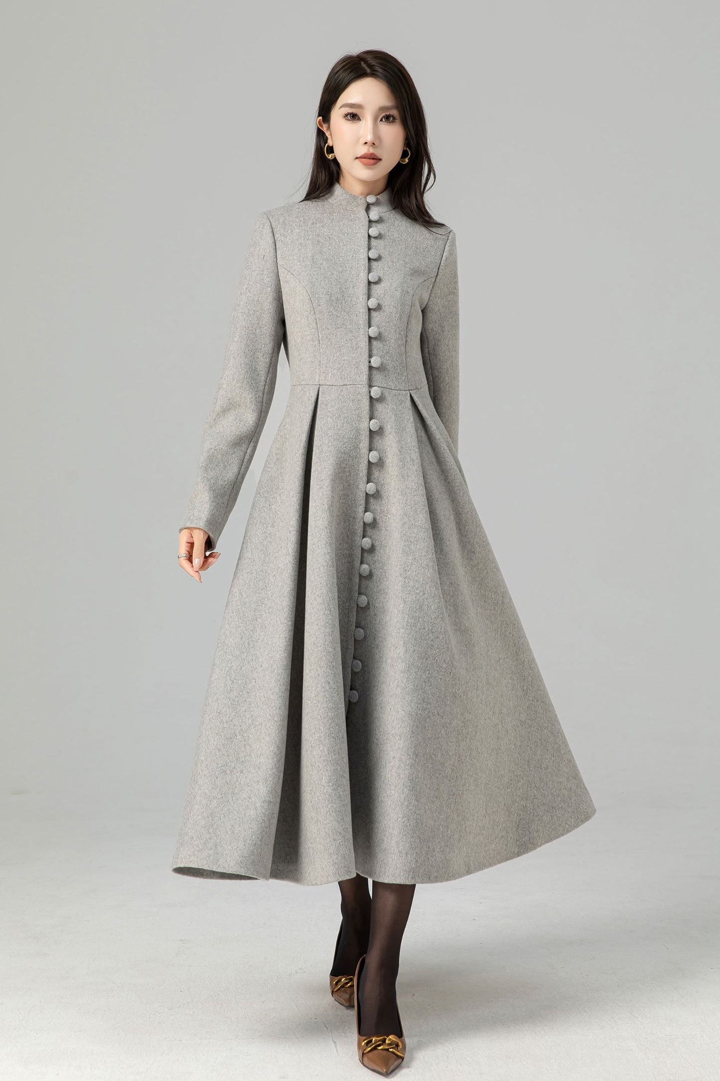 Single breasted A Line wool coat 4686