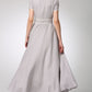 Light grey linen dress maxi prom dress 1260