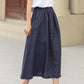 Button up midi summer linen skirt 4944