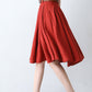 High waist pleated a line linen summer skirt 2889