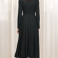 Classic Black Linen Midi Dress 5601