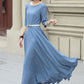 Fit and flare maxi swing linen dress women 5223