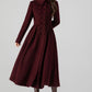 Burgundy princess winter wool coat 4517