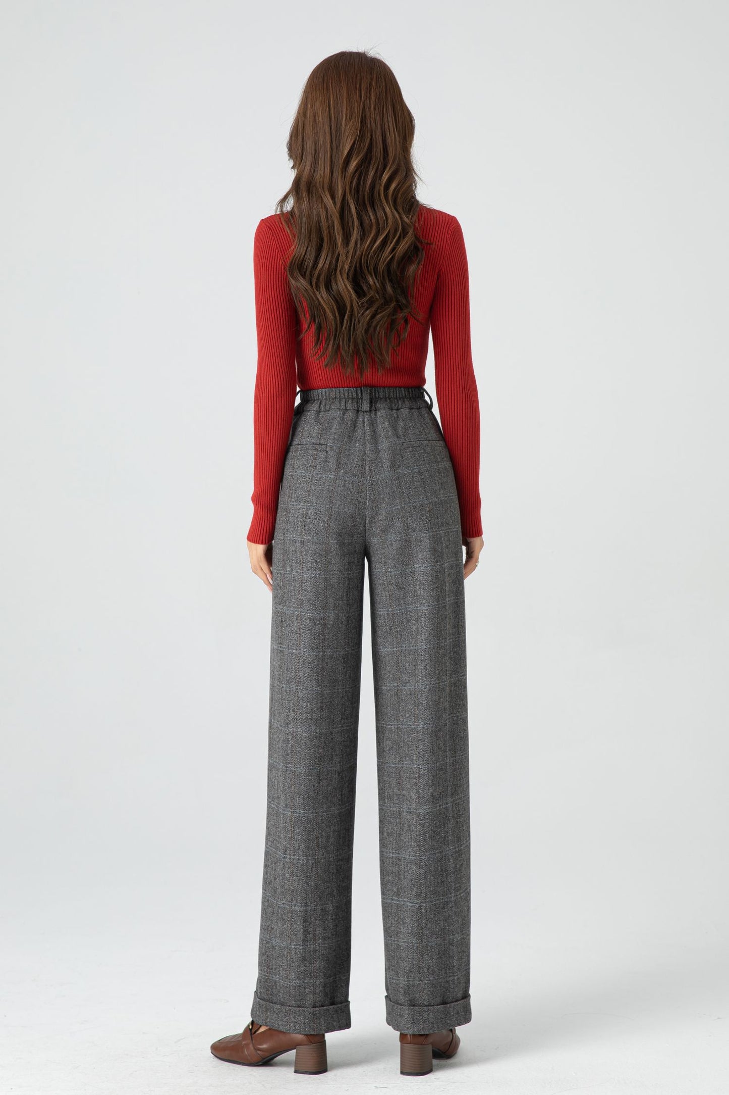 Wide leg winter long wool pants women 5320