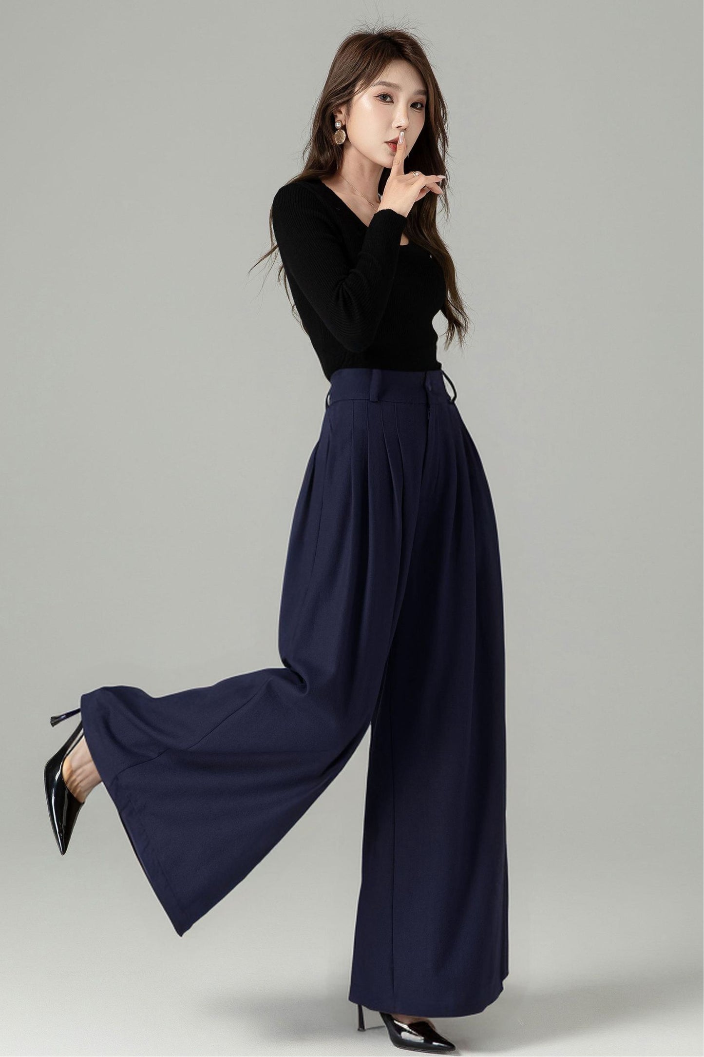 Women's Pleated Wool Pants 5241