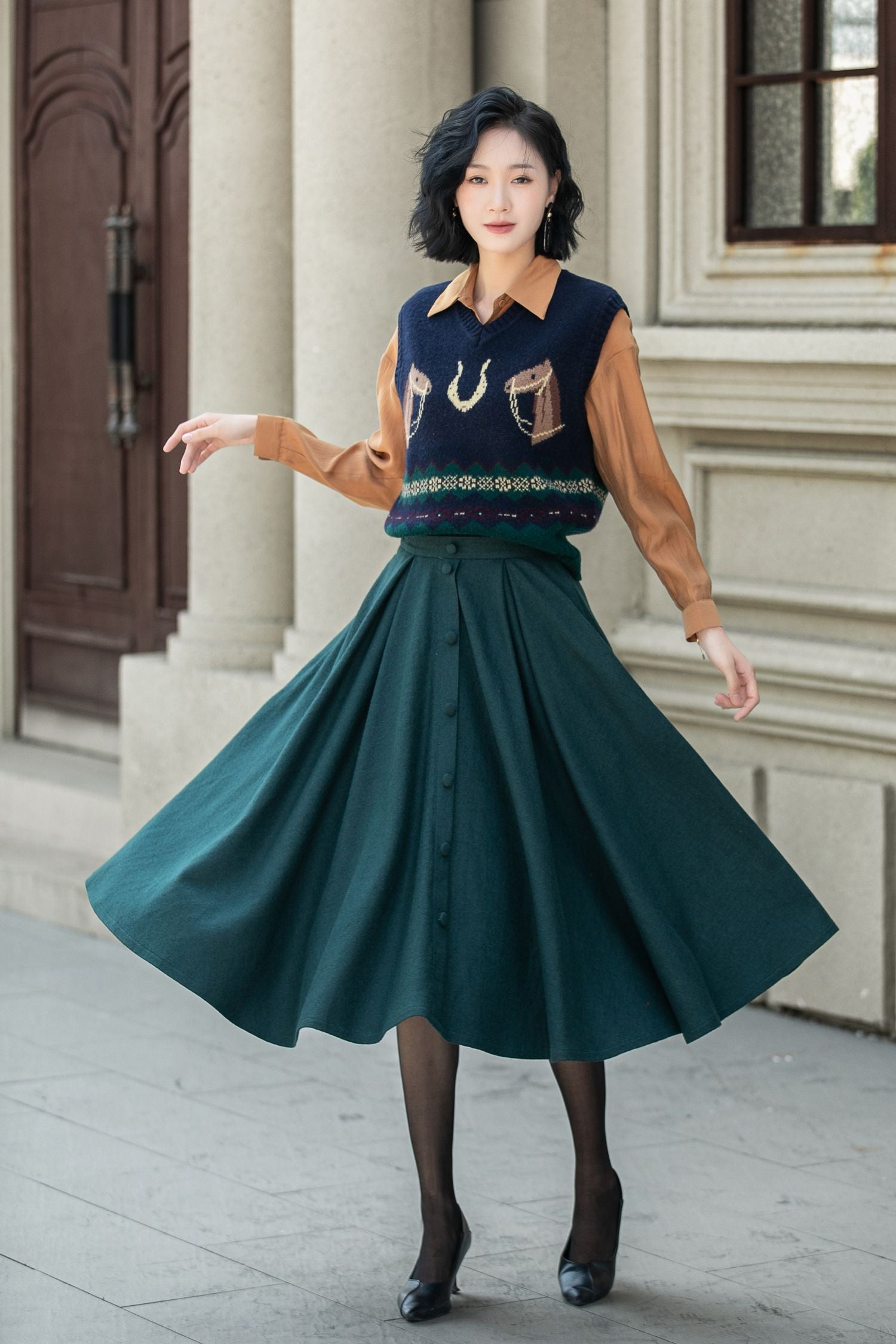High waist a line winter wool skirt 5311 Xiaolizi High waist a line winter wool skirt 5311 Xiaolizi