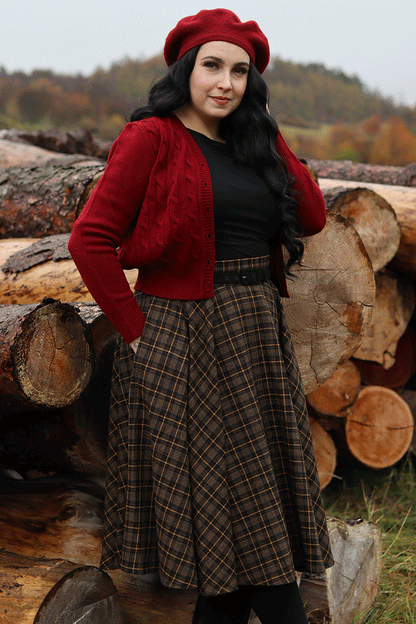 Midi Plaid Swing Winter Wool Skirt 4727