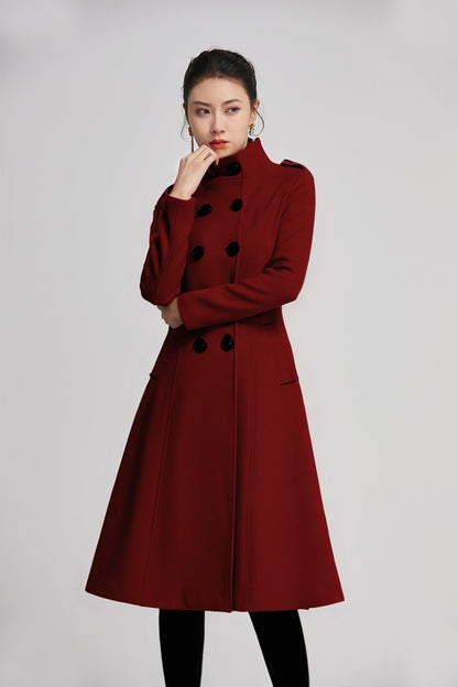 Double Breasted Winter Wool Coat Women 5614