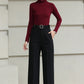 Handmade Vintage Wool Pants – Black High Waist Wide Leg Winter Trousers 6620