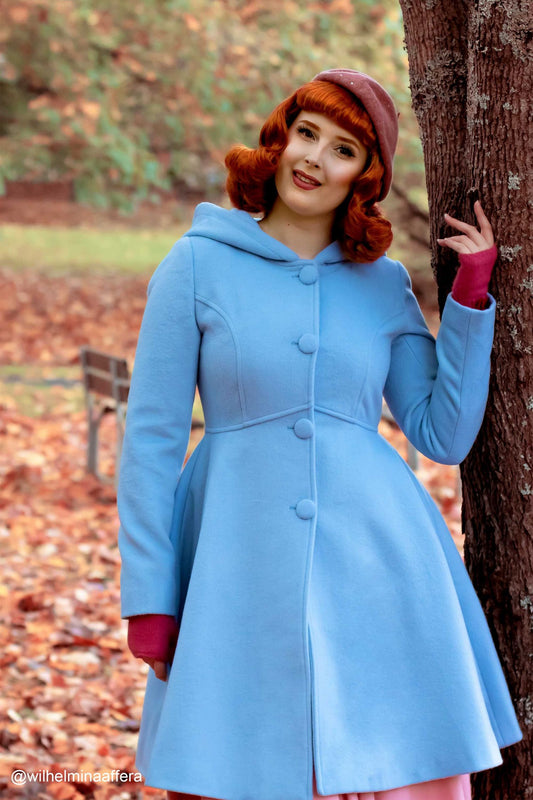 Blue swing princess coat with hood 2419