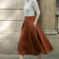 Button Down Midi Linen Skirt 5689